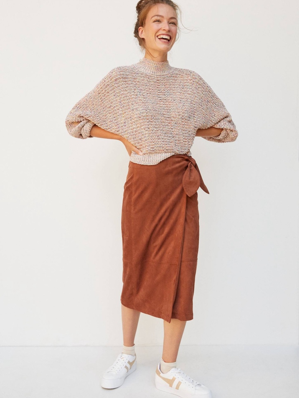 Anthropologie Suede Wrap Midi Skirt – Size Large – NWT